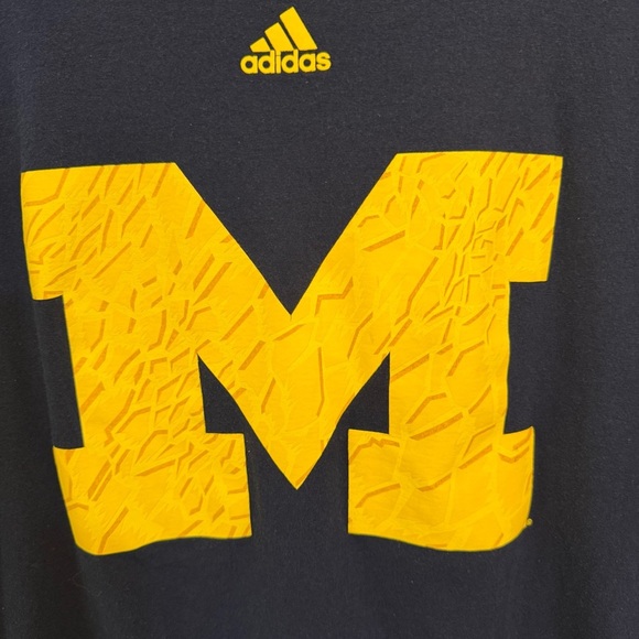 Adidas University of Michigan logo navy tshirt size large men’s cotton - Picture 2 of 4